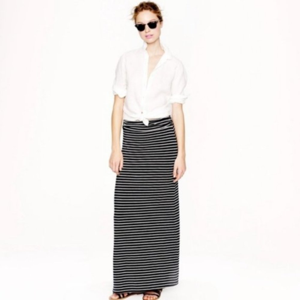 J. Crew women's black and white stripe a-line maxi skirt size small